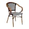 Flash Furniture Bordeaux French Bistro Stacking Chair w/Arms, Black and White PE Rattan and Bamboo Print Alum Frame SDA-ADS642142-BKWH-NAT-GG - alternate 4